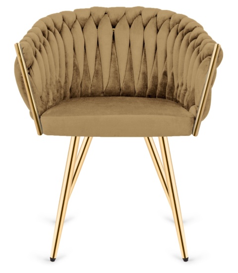 Krzesło plecione Lugano fotel TRECCIA SAND VELVET GOLD Krzesło plecione Lugano fotel TRECCIA SAND VELVET GOLD
