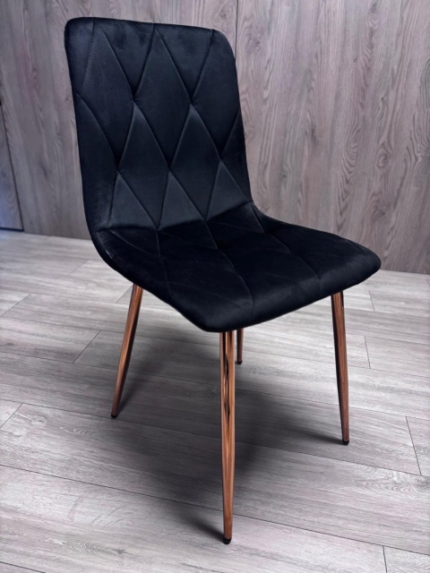 Krzesło tapicerowane BORGO VELVET BLACK ROSE GOLD Krzesło tapicerowane BORGO VELVET BLACK ROSE GOLD
