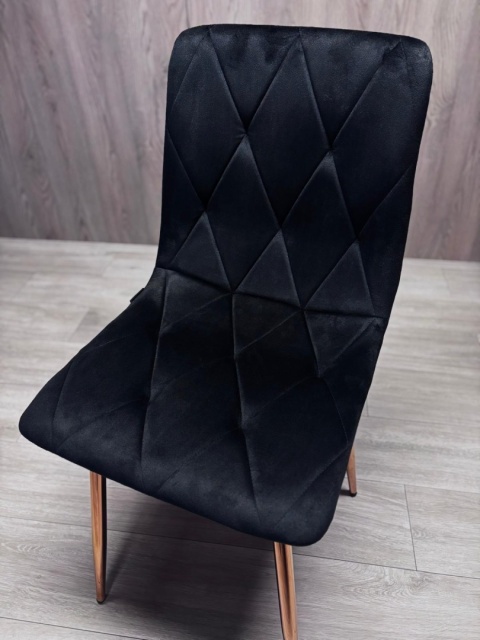 Krzesło tapicerowane BORGO VELVET BLACK ROSE GOLD Krzesło tapicerowane BORGO VELVET BLACK ROSE GOLD