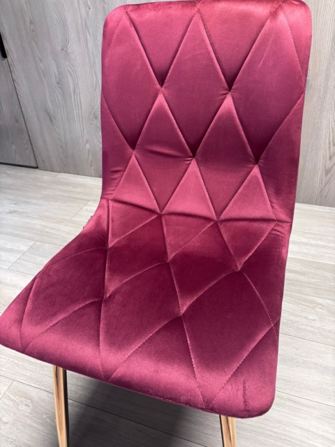 Krzesło tapicerowane BORGO VELVET BURGUNDY ROSE GOLD Krzesło tapicerowane BORGO VELVET BURGUNDY ROSE GOLD
