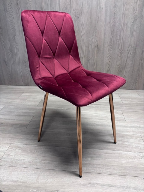 Krzesło tapicerowane BORGO VELVET BURGUNDY ROSE GOLD Krzesło tapicerowane BORGO VELVET BURGUNDY ROSE GOLD