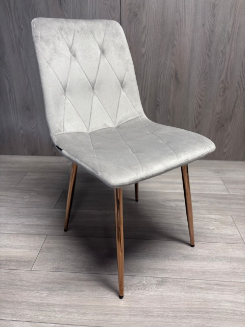 Krzesło tapicerowane BORGO VELVET LIGHT GREY ROSE GOLD Krzesło tapicerowane BORGO VELVET LIGHT GREY ROSE GOLD
