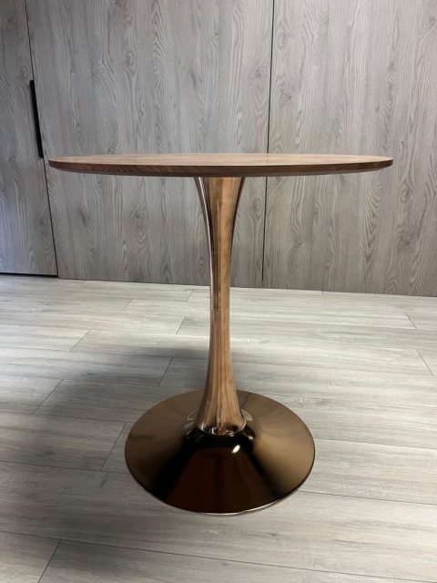 Stół okrągły VICTORY SLIM BROWN WOOD 70 cm COPPER Stół okrągły VICTORY SLIM BROWN WOOD 70 cm COPPER
