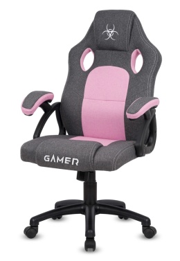 Fotel obrotowy do biurka CARRERA M STONE GREY + PINK FABRIC II GATUNEK