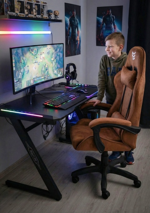 Fotel obrotowy gamingowy ENZO XL BROWN ALCANTARA