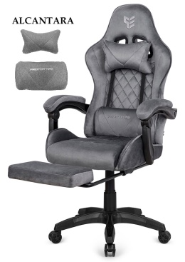 Fotel obrotowy gamingowy XL POKER PRO GREY ALCANTARA OUTLET