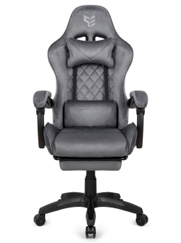 Fotel obrotowy gamingowy XL POKER PRO GREY ALCANTARA OUTLET