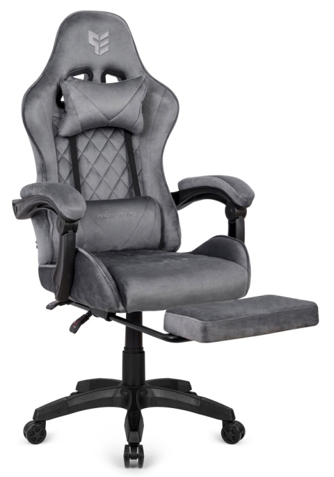 Fotel obrotowy gamingowy XL POKER PRO GREY ALCANTARA OUTLET