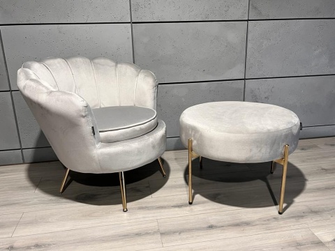 Krzesło Fotel Muszla Lugano DONNA VELVET GREY OUTLET