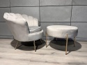 Krzesło Fotel Muszla Lugano DONNA VELVET GREY OUTLET