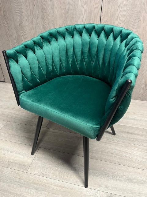 Krzesło plecione Lugano fotel TRECCIA GREEN VELVET SMOKE