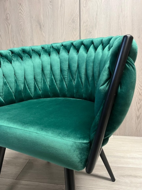 Krzesło plecione Lugano fotel TRECCIA GREEN VELVET SMOKE