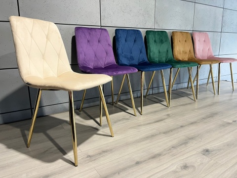 Krzesło tapicerowane BORGO VELVET BEIGE GOLD II GATUNEK Krzesło tapicerowane BORGO VELVET BEIGE GOLD II GATUNEK