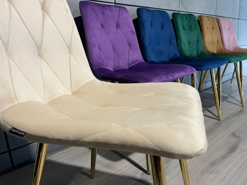 Krzesło tapicerowane BORGO VELVET BEIGE GOLD II GATUNEK Krzesło tapicerowane BORGO VELVET BEIGE GOLD II GATUNEK