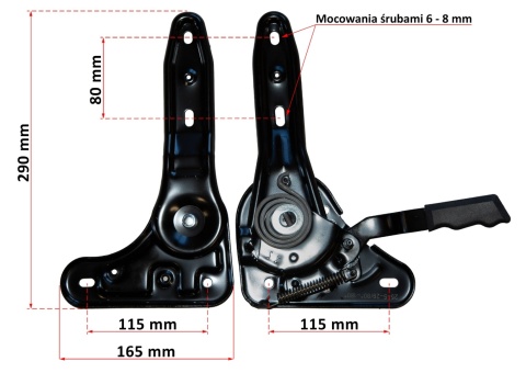 Mechanizm zawias regulacji kąta oparcia foteli obrotowych GTR-GTS Mechanizm zawias regulacji kąta oparcia foteli obrotowych GTR-GTS