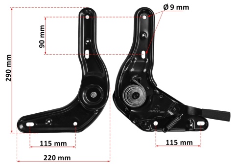 Mechanizm zawias regulacji kąta oparcia foteli obrotowych UNIWERSALNY