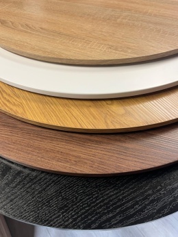 Stół okrągły VICTORY BROWN WOOD 70 cm SMOKE SLIM