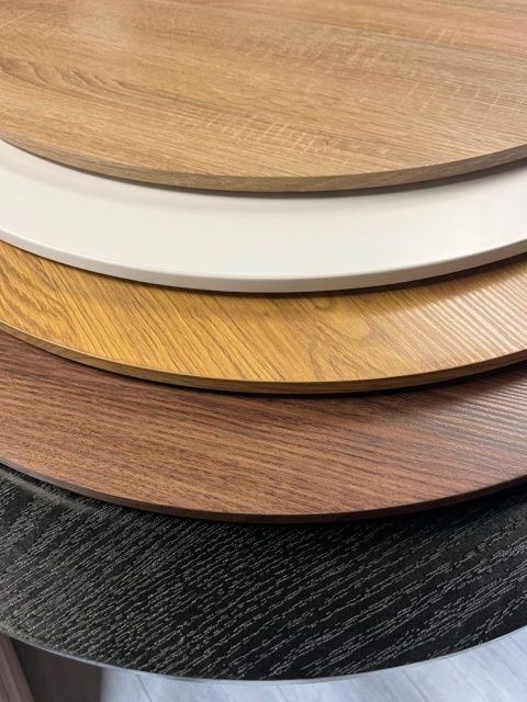 Stół okrągły VICTORY BROWN WOOD 70 cm SMOKE SLIM