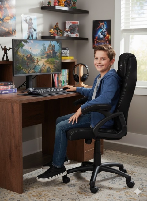 Fotel obrotowy do biurka CARRERA M BLACK FABRIC