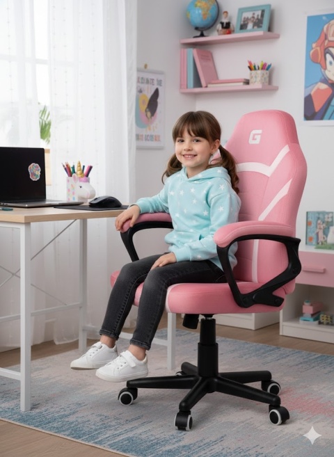 Fotel obrotowy do biurka MARIO ALCANTARA PINK + WHITE