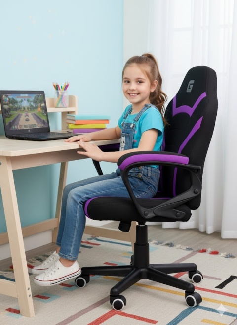 Fotel obrotowy do biurka MARIO BLACK PURPLE Fabric