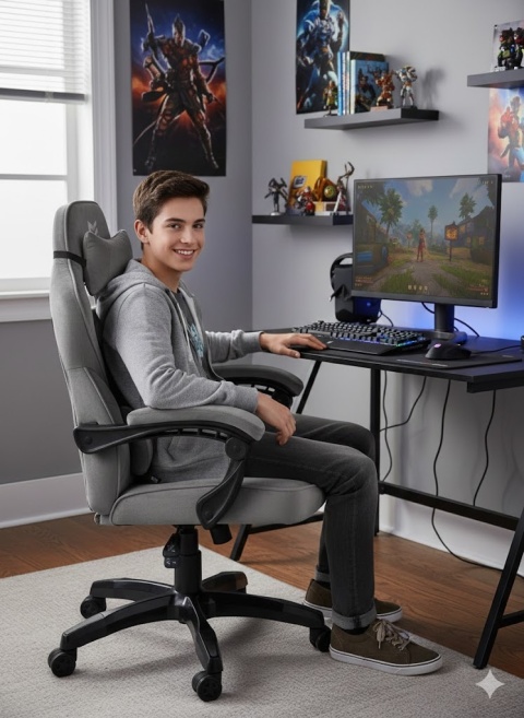 Fotel obrotowy do biurka TITAN GREY ALCANTARA BASIC