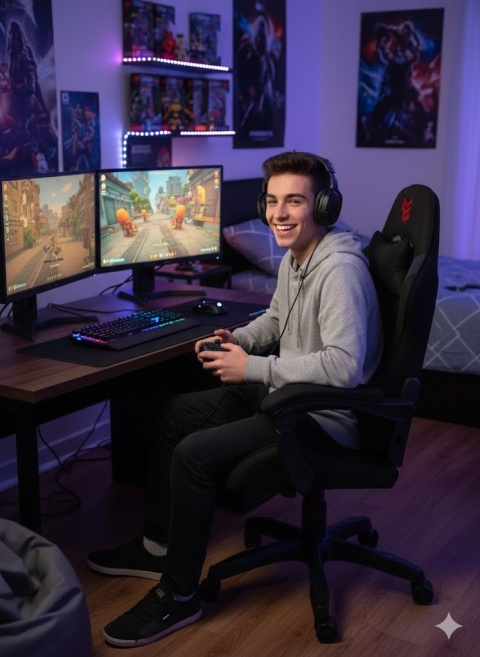 Fotel obrotowy gamingowy ENZO XL BLACK FABRIC