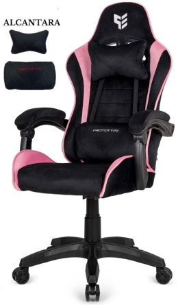 Fotel obrotowy gamingowy ENZO XL BLACK PINK ALCANTARA