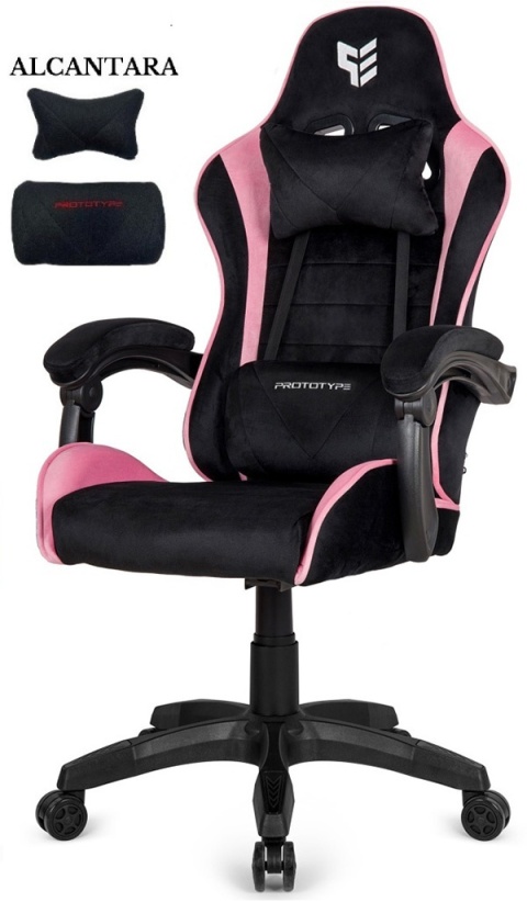 Fotel obrotowy gamingowy ENZO XL BLACK PINK ALCANTARA