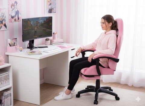 Fotel obrotowy gamingowy XL POKER PRO PINK SWEET ALCANTARA