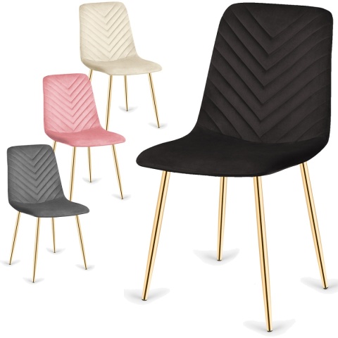 Krzesła tapicerowane TRIO VELVET GOLD zestaw 4 sztuk kolory do wyboru