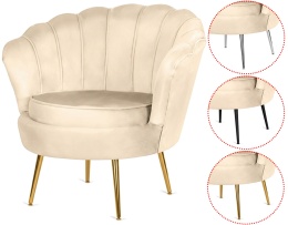 Krzesło Fotel Muszla Lugano DONNA VELVET BEIGE