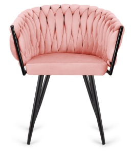 Krzesło plecione Lugano fotel TRECCIA PINK VELVET SMOKE