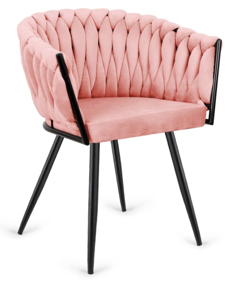 Krzesło plecione Lugano fotel TRECCIA PINK VELVET SMOKE
