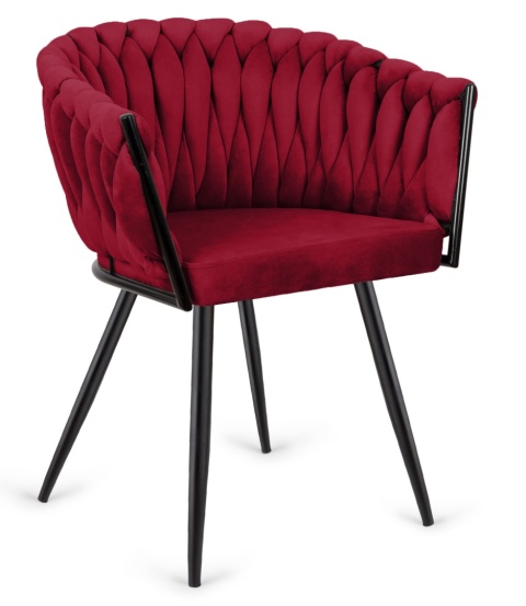 Krzesło plecione Lugano fotel TRECCIA BURGUNDY VELVET SMOKE