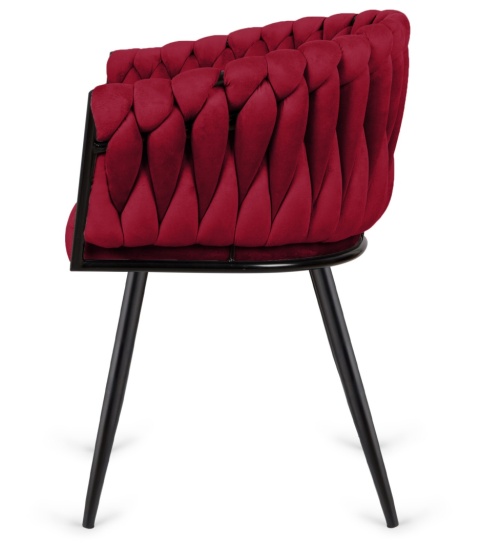 Krzesło plecione Lugano fotel TRECCIA BURGUNDY VELVET SMOKE