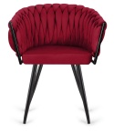 Krzesło plecione Lugano fotel TRECCIA BURGUNDY VELVET SMOKE