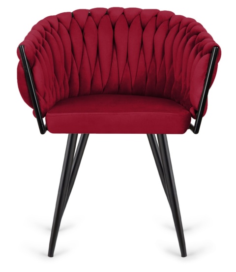 Krzesło plecione Lugano fotel TRECCIA BURGUNDY VELVET SMOKE