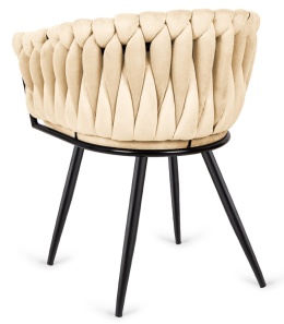 Krzesło plecione Lugano fotel TRECCIA BEIGE VELVET SMOKE