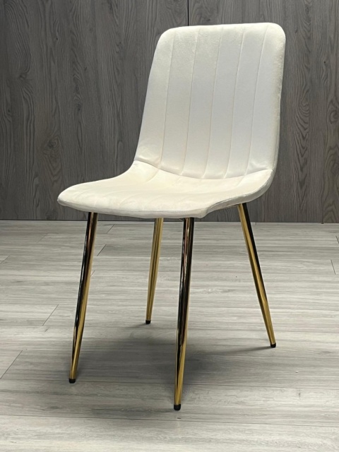 Krzesło tapicerowane AURORA VELVET BEIGE GOLD
