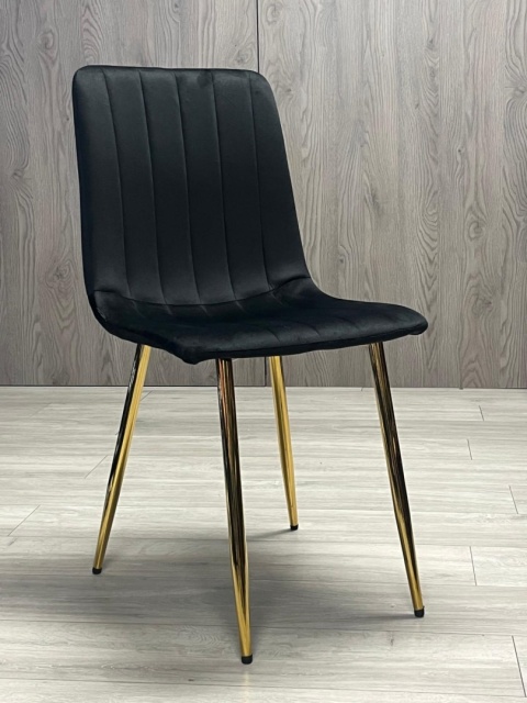Krzesło tapicerowane AURORA VELVET BLACK GOLD