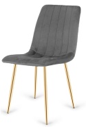 Krzesło tapicerowane AURORA VELVET DARK GREY GOLD