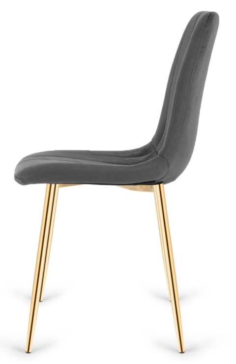 Krzesło tapicerowane AURORA VELVET DARK GREY GOLD
