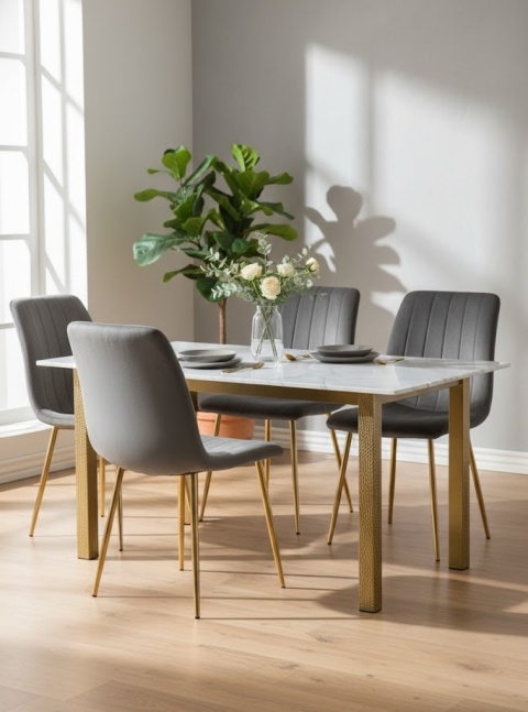 Krzesło tapicerowane AURORA VELVET DARK GREY GOLD