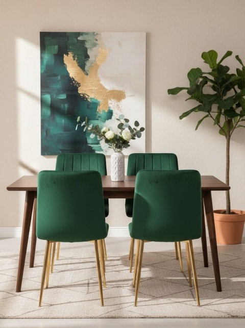 Krzesło tapicerowane AURORA VELVET GREEN GOLD