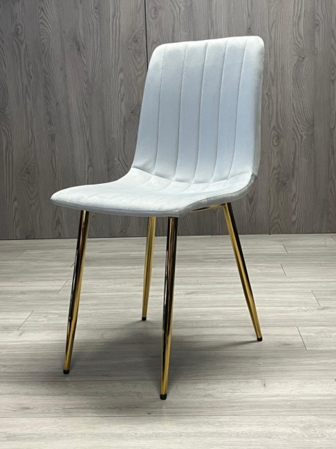 Krzesło tapicerowane AURORA VELVET LIGHT GREY GOLD