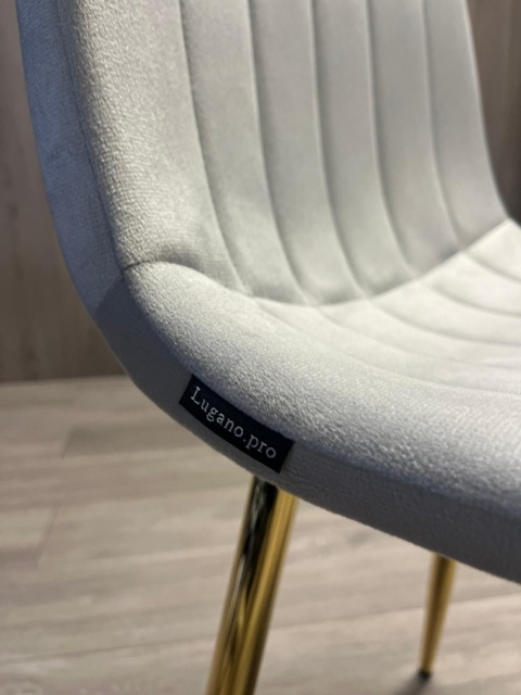 Krzesło tapicerowane AURORA VELVET LIGHT GREY GOLD