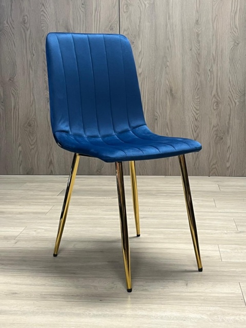 Krzesło tapicerowane AURORA VELVET NAVY BLUE GOLD
