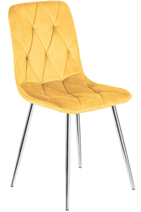 Krzesło tapicerowane BORGO VELVET MUSTARD SILVER
