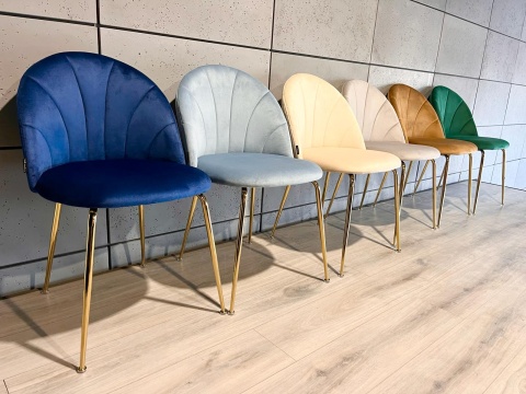 Krzesło tapicerowane CAMILA BLUE VELVET GOLD II GATUNEK